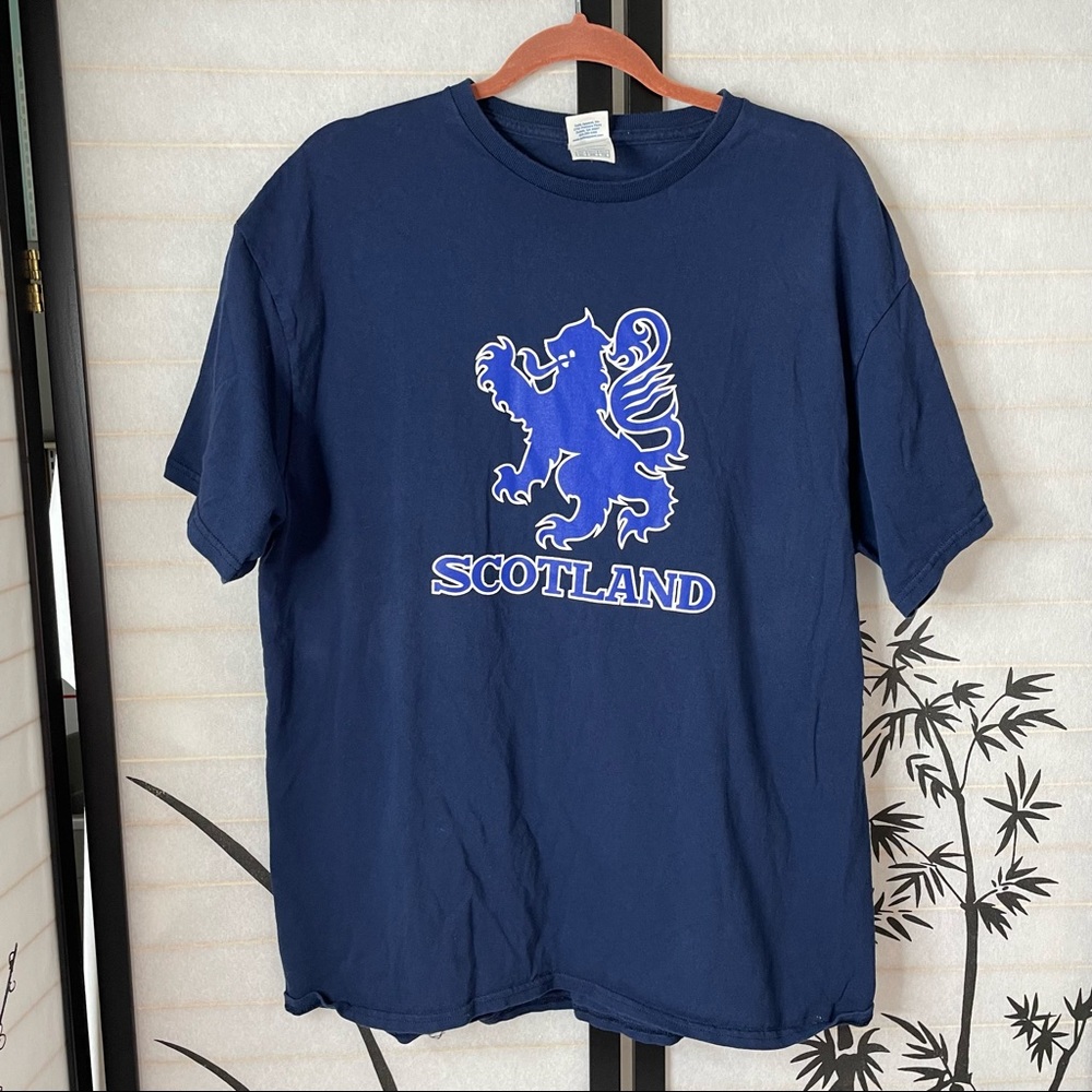 Delta Womens T Shirt Scotland Graphic Lion Short Sleeve Blue Sz XL